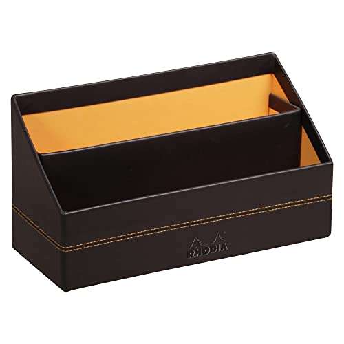 RHODIA 118846C -Organizador - 25x10x14 cm - Costuras color naranja - Exterior de piel sintética - Organización oficina y almacenamiento
