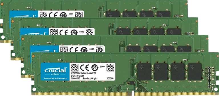 Crucial CT4K8G4DFD8213 - Kit de Memoria RAM de 32 GB (4 x 8 GB, DDR4, 2133 MHz, PC4-17000, Doble Rango, DIMM, 288-Pin)