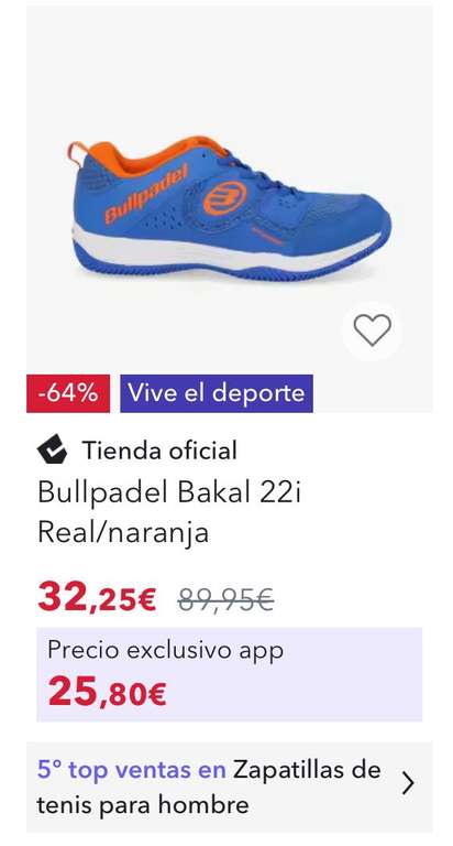 Zapatillas pádel Bullpadel Bakal (40 a 46) "25,80€ Primera compra"