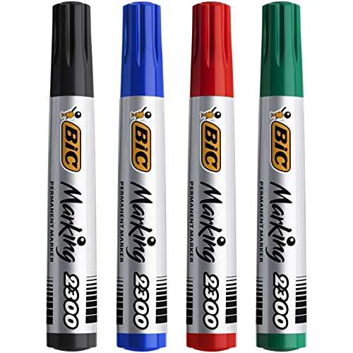 BIC Marking 2300 ECOlutions marcadores permanentes punta biselada – colores Surtidos, Blíster de 4 unidades