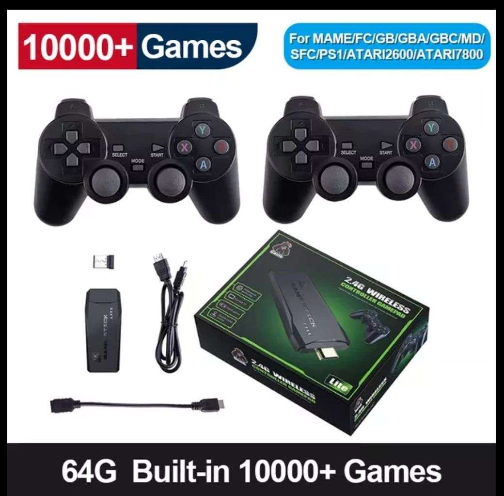 Consola videojuegos retro +2 mandos wireless |  MAME/Atari2600/NES/Gameboy+Advance+Color/Megadrive/SuperNES/PS1 - 10.000  juegos, mSD 64GB » Chollometro