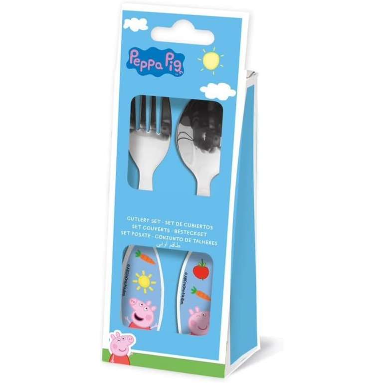 Set de 2 cubiertos metálicos de Peppa Pig (cuchara y tenedor)