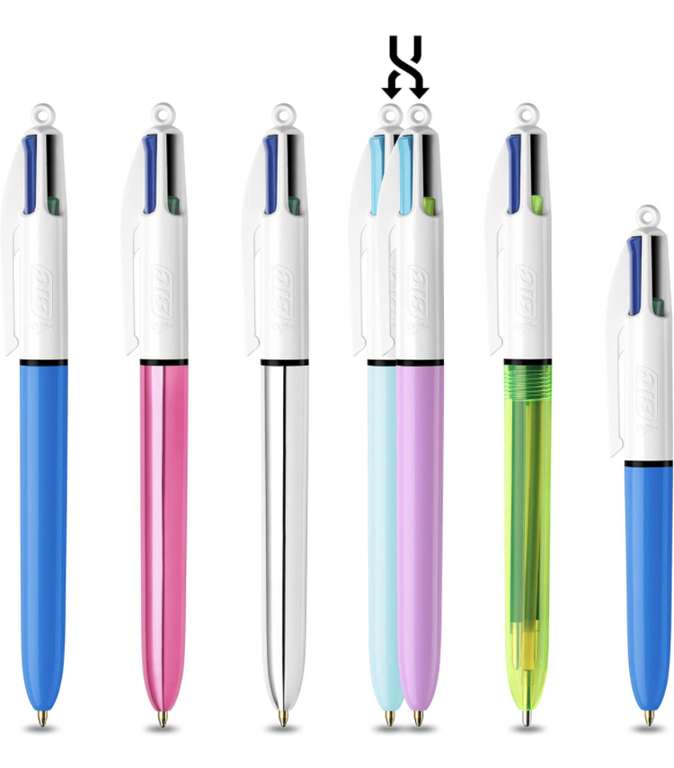 BIC 4 Color Bolígrafos - Bote Fluorescente de 6 Bolígrafos