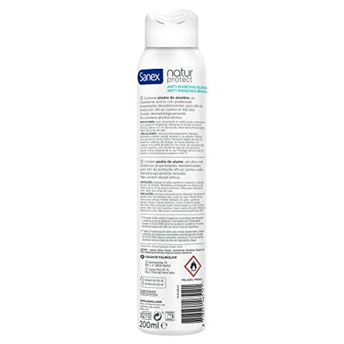 Sanex Natur Protect Desodorante Spray, Pack 6 Uds x 200ml, Protección 24H contra el Mal Olor, con Piedra de Alumbre