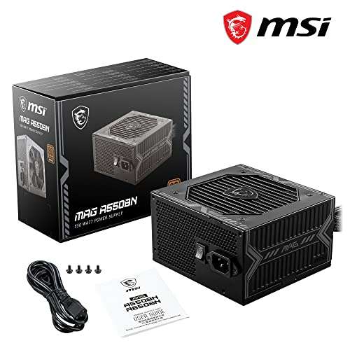 MSI MAG A550BN - Fuente de alimentación gaming: 80 PLUS BRONZE, 550 vatios, 12V Single-Rail, circuito DC-to-DC, ventilador de 120mm