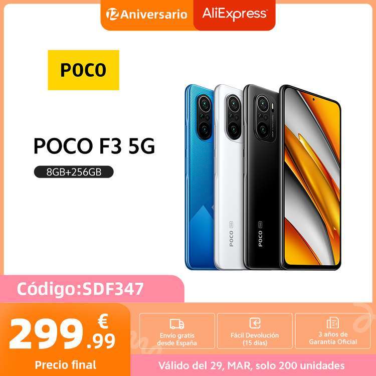 POCO F3, Snapdragon, oficial870 5G 8GB +256GB (30 uds) (el 8/4 a las 10:00) desde España