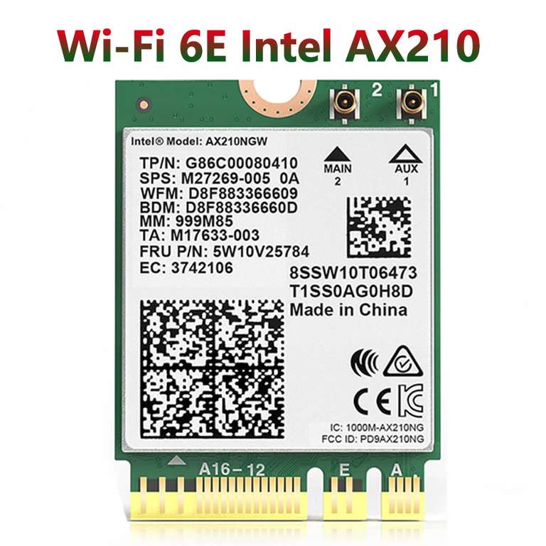 WiFi 6E Intel AX210 Bluetooth 5,3 M.2 tarjeta inalámbrica AX210NGW 2,4 Ghz 5Ghz 6Ghz 5374Mbps 802.11ax Wifi 6