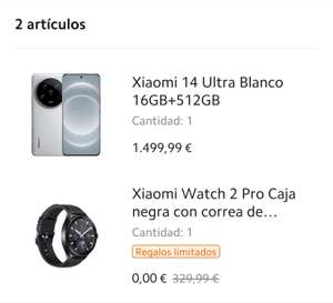 Xiaomi 14 Ultra 12/512GB + Regalo Xiaomi Watch 2 Pro + 3 meses YT Premium + 6 meses 100GB Google One