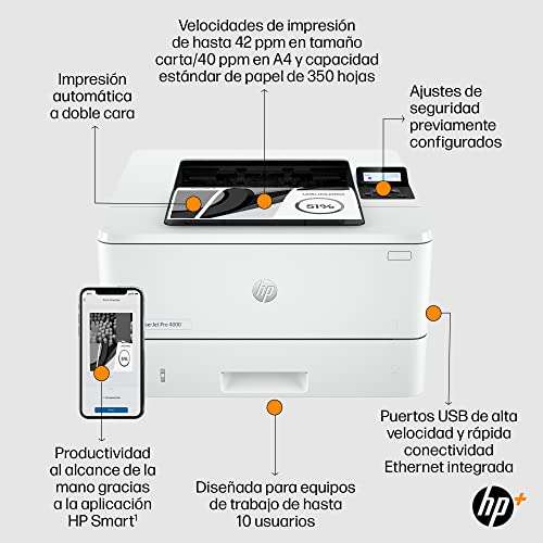 Impresora HP LaserJet Pro 4002dne - Con HP+ 6 meses de impresión Instant Ink