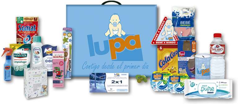 Canastilla bebé gratis Lupa (17 productos + 3 vales regalo + 6 vales descuento) Sólo CCAA con establecimientos Lupa.