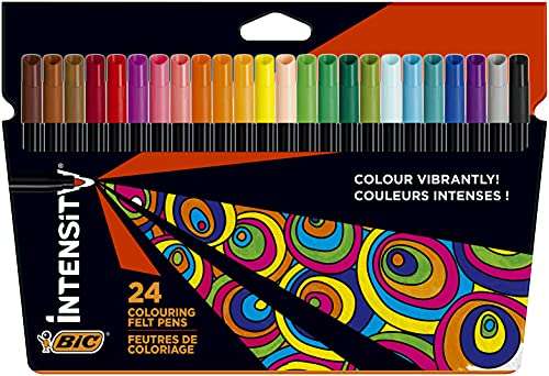 BIC Cristal Multicolour, pack 15 Bolígrafos de Punta Ancha (1,6 mm) & pack 24, Rotuladores de Punta Fina (0.9 mm)