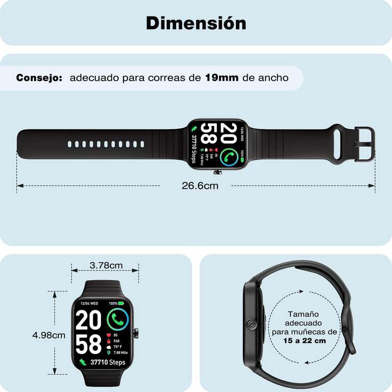 Reloj Inteligente con Llamadas y Voz de Alexa, 1.8" Smartwatch IP68 Reloj Deportivo Mujer y Hombre