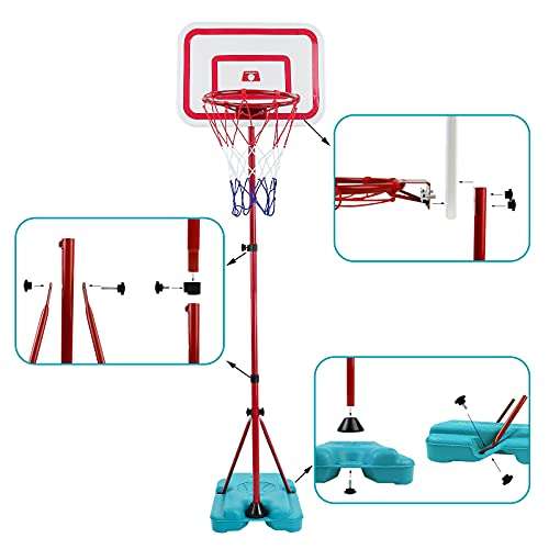 Canastas Baloncesto Infantiles, Altura Ajustable Balón Baloncesto, para Niños 3 a 6 Años, 88cm a 190cm