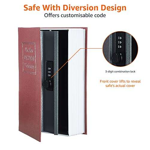 Caja de seguridad en forma de libro - Cerradura con combinación - Rojo