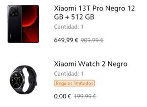 Xiaomi 13T PRO (12GB 512gb) + Reloj Xiaomi Watch 2. ESTUDIANTES. (Con mi points 383€)