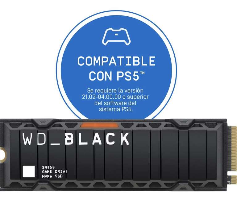 WD_BLACK SN850 de 2 TB SSD NVMe con disipador térmico - Funciona con P55, M.2 2280, PCIe Gen 4, hasta 7000 MB/s velocidad de lectura
