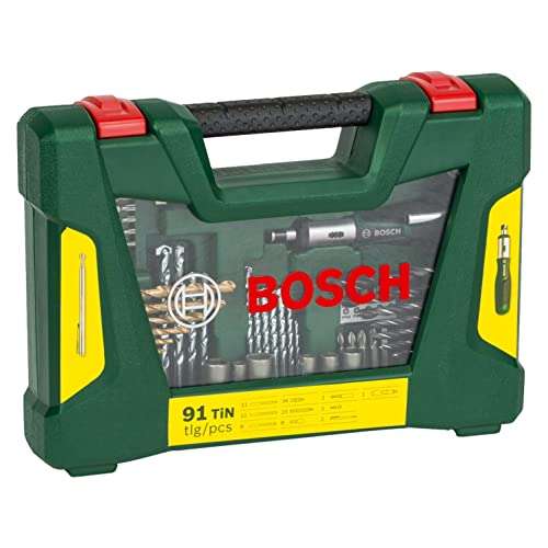 Bosch Profesional Maletín 91 V-Line para taladrar y atornillar (madera, piedra y metal, con destornillador dinamométrico y barra imantada)