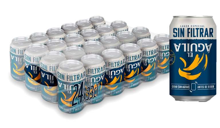 48 latas El Aguila Sin Filtrar Cerveza Lager Especial Pack Lata, 24 x 33cl. 11'18€/pack - 0'46€/lata