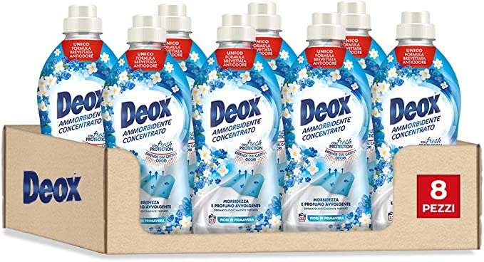 Pack 8 - Deox Suavizante lavadora concentrado, 264 lavados, flores de primavera,con tecnología Fresh Protection, 660 ml x 8 paquetes