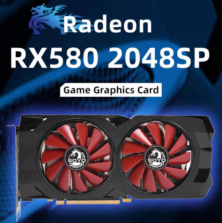 SOYO-tarjeta gráfica AMD Radeon RX580 2048SP, 8G, GDDR5
