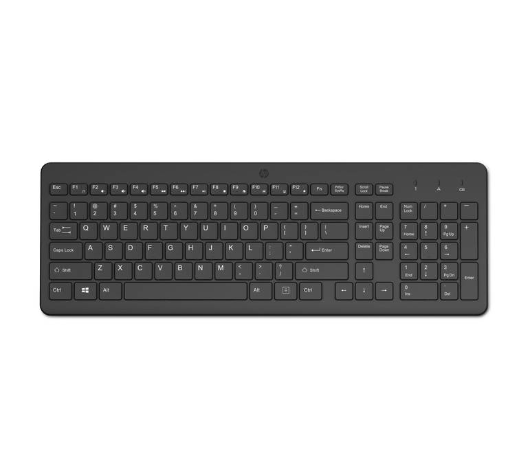 HP 220 Teclado Inalámbrico QWERTY Español Puerto USB Type-A, Bateria hasta 16 Meses de Duración,12 Combinaciones Accesos Directos, Windows