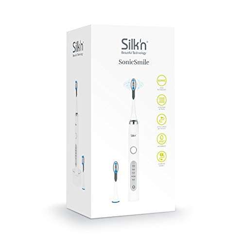 Silk'n Sonic Smile, Cepillo de dientes eléctrico con tecnología sónica, Resistente al agua, Cable USB, Blanco