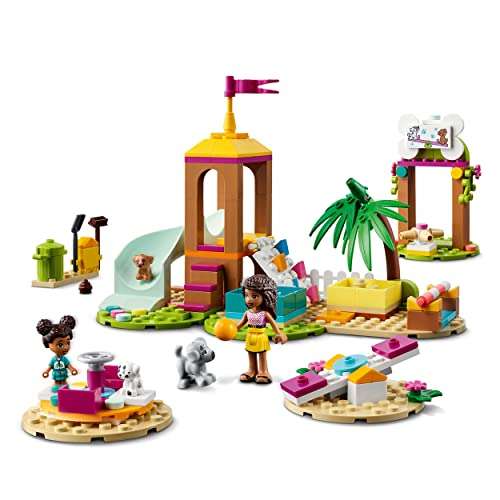 LEGO 41698 Friends Parque de Juegos para Mascotas, Set de Juguete para Niños de 5 Años con Mini Muñeca Andrea, Tobogán y Perritos