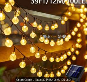Luces solares led tipo bola, 20/50/100 luces, amarillas o multicolor