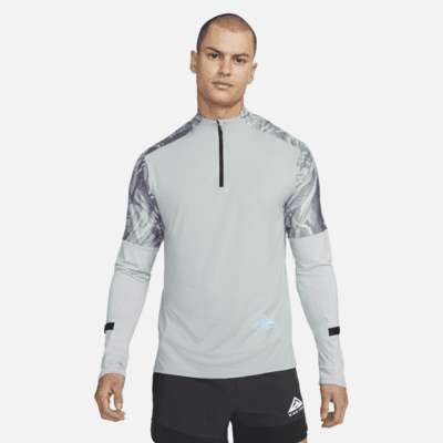Nike Dri-FIT - Camiseta de trail running con media cremallera - Hombre (Dusty Sage/Wolf Grey/Laser Blue)