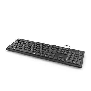 Hama | Teclado QWERTY español con Cable (Keyboard para oficinao para casa, Teclado Completo, Teclas silenciosas