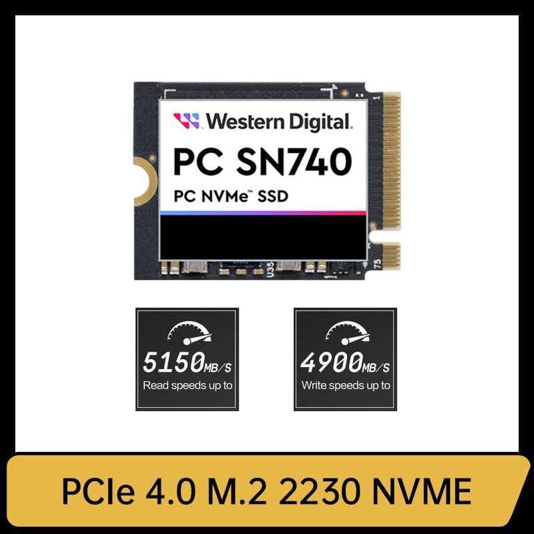 SSD 1TB WD SN740 M.2 2230 NVMe PCIe [Hasta 4900MB/s escritura]