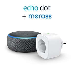 Echo Dot (3.ª generación), Tela de color antracita + Meross Smart Plug (enchufe inteligente WiFi), compatible con Alexa