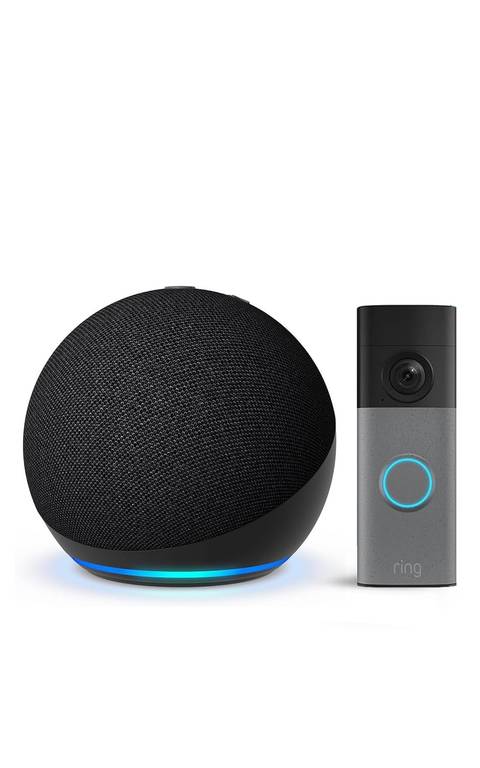 Echo Dot (Última generación), Antracita + Ring Videotimbre con batería (Battery Video Doorbell) (última gen.) (azul marino en descripción)