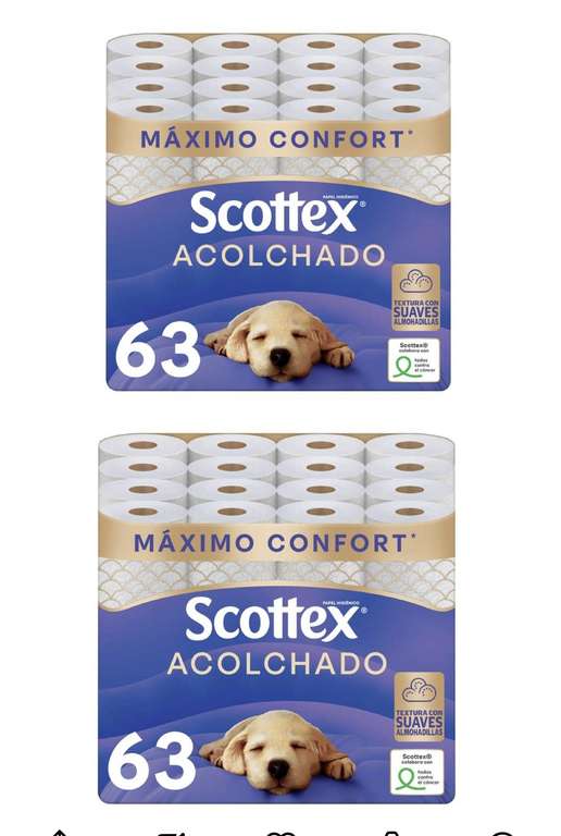 2 Packs de 126 Rollos de Papel Higiénico Scottex Acolchado 3 Capas