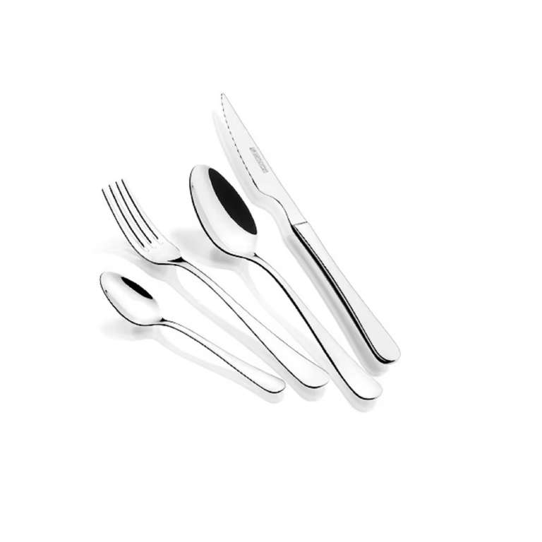 Monix Trieste - Juego de 24 Cubiertos. Cuchara, tenedor, cucharilla y cuchillo chuletero