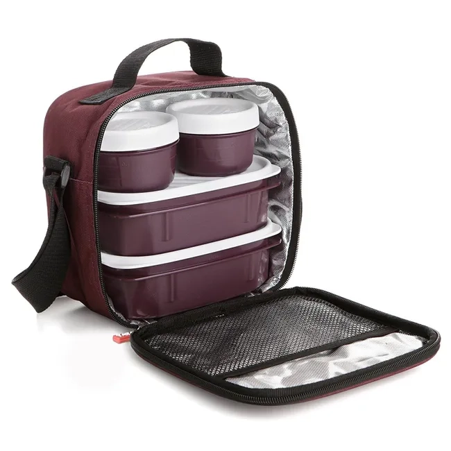 Tatay Bolsa Termica Porta Alimentos Impermeable - Urban Food Casual 3L | 4 Fiambreras: 2x0,5L + 2x0,2L | Triple Capa Aislante