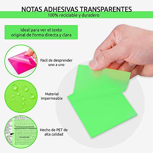 Notas Adhesivas Transparentes, 1020 pzs, Transparentes Adhesivas Duraderas y Resistentes