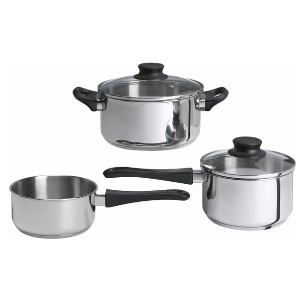 Batería de cocina, 5 piezas, vidrio/acero inoxidable (solo en tienda)