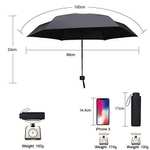 Vicloon Mini Paraguas,Diseño de Marco Mejorado,Plegable de Tela de Goma Negra 210T, Impermeable,Secado Rápido y Resistente a Rayos UV