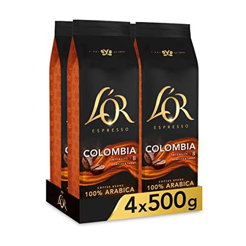 L'OR Espresso Colombia Café en Grano Natural 100% Arábica - Intensidad 8 | 4x500g