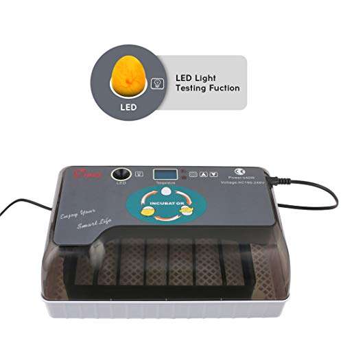 Incubadora Automática de Huevos con Pantalla y Luz de LED.