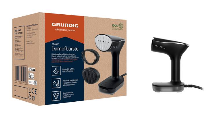 Plancha vertical Grundig ST 8450 CalcGuard Cepillo de Vapor con 2280 W, placa de cerámica, 30 g/min,