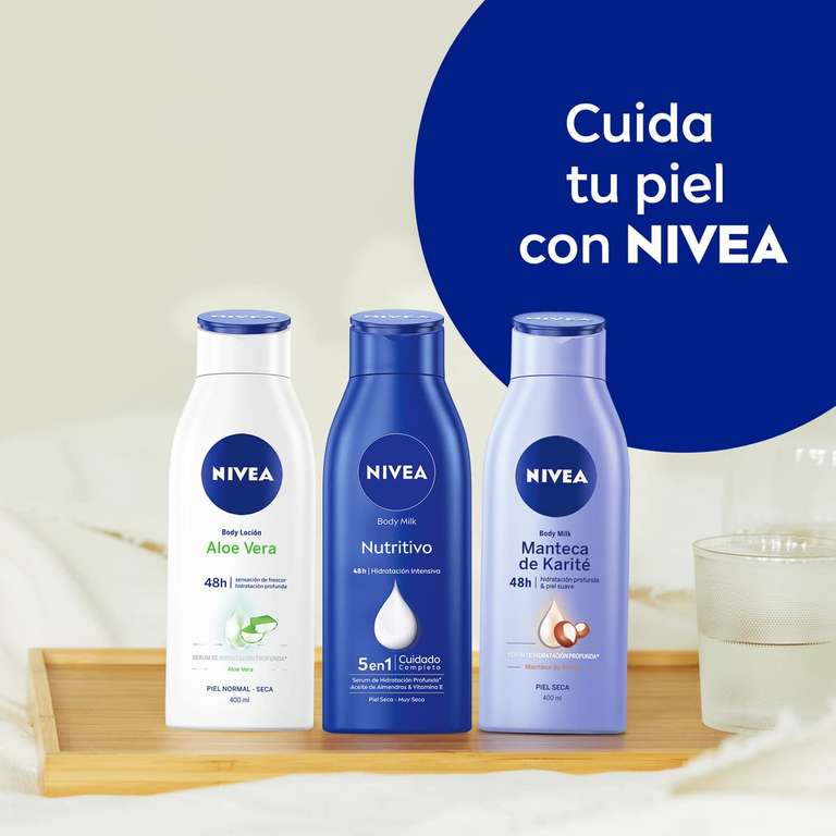 NIVEA Body Milk Nutritivo Leche Corporal Hidratación Profunda, Piel Seca y Muy Seca, (pack de 3 X 400 ml)