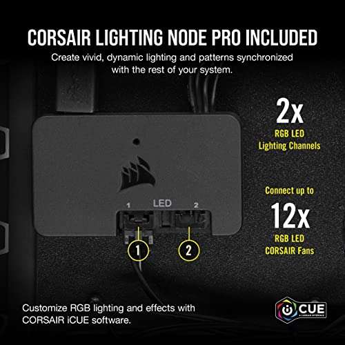 Corsair LL120 RGB - Paquete de 3 ventiladores (Lighting Node Pro, LED 120 mm) blanco o negro