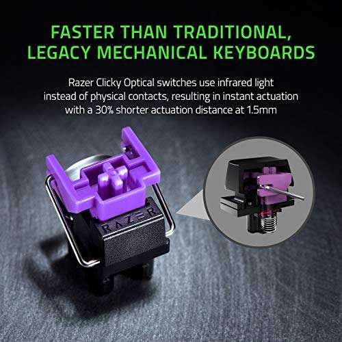Razer Huntsman Mini (Purple Switch) - Teclado Compacto 60%, interruptores opto-mecánicos Teclado Español - Negro