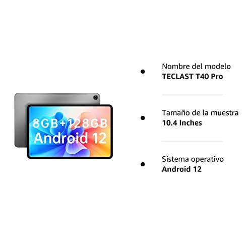 TECLAST T40 Pro - 10.4 Pulgadas, 8GB +128GB (TF 1TB), T616 Octa-Core 2GHz, FHD IPS 2K, 5G, 13MP Camera/BT5/Type-C/GPS/7000mAh/Metal (2023)