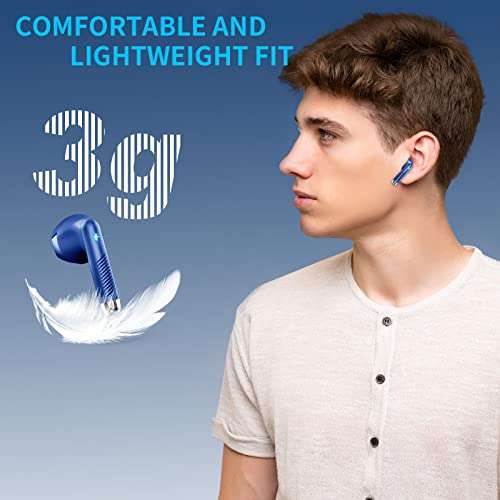 Auriculares Inalambricos Bluetooth 5.3 HiFi Estéreo, 40H con HD Mic, Doble LED Pantalla Control Táctil IP7 Impermeables, USB-C