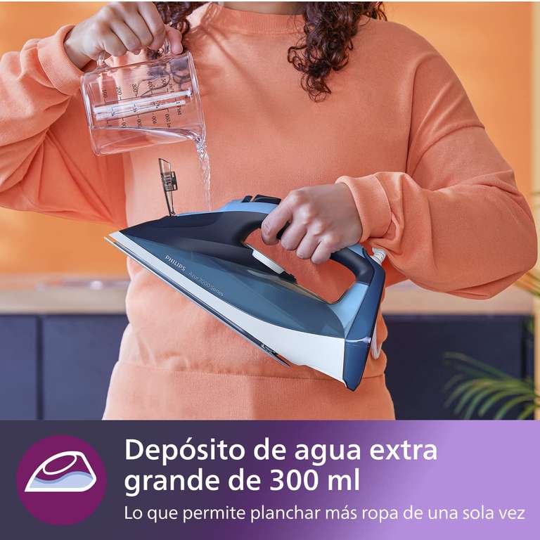 Philips Plancha de Vapor, Azur Serie 7000, Planchado Profesional para tu Ropa: Golpe de Vapor 250g, 50g/m Vapor Continuo