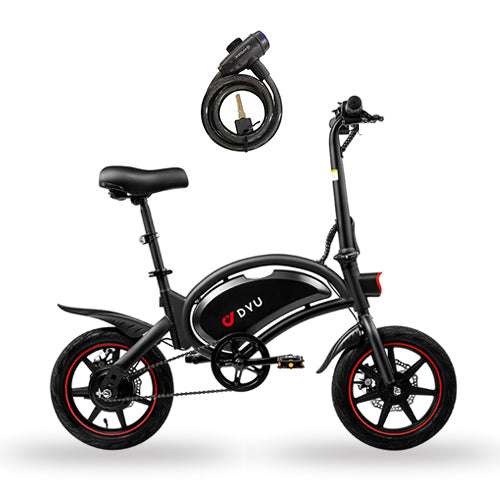 DYU D3F Mini bicicleta eléctrica plegable de 14 pulgadas, Batería de litio 36V 10AH, 250W, Urbana Ciudad Ebike para adultos