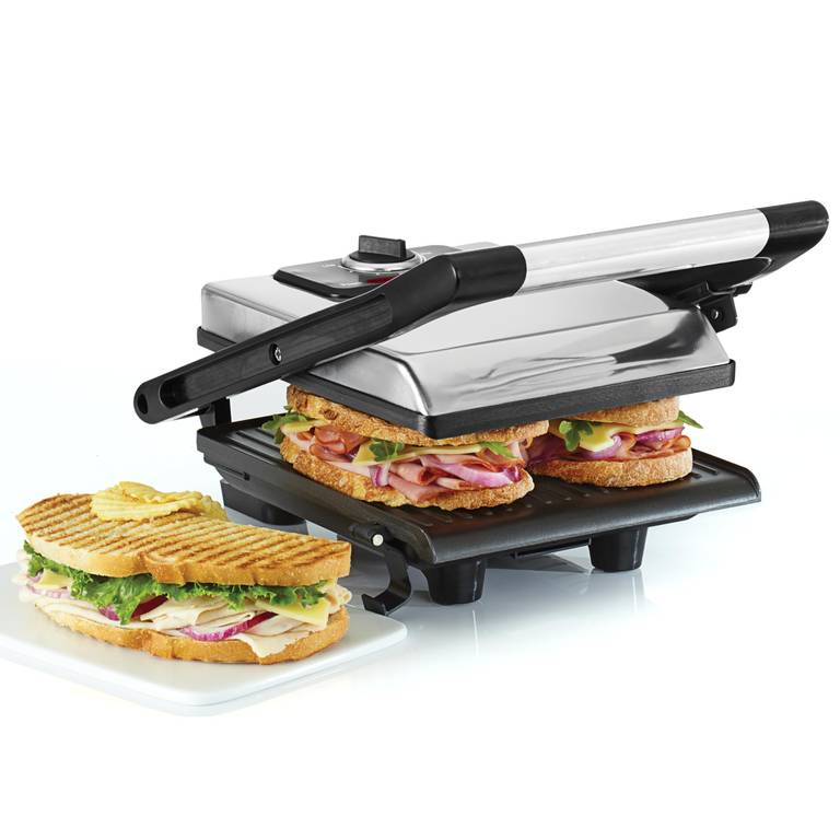 bella Sandwichera, Prensa para Paninis y Grill Eléctrico con Placas Dobles Antiadherentes, Tapa